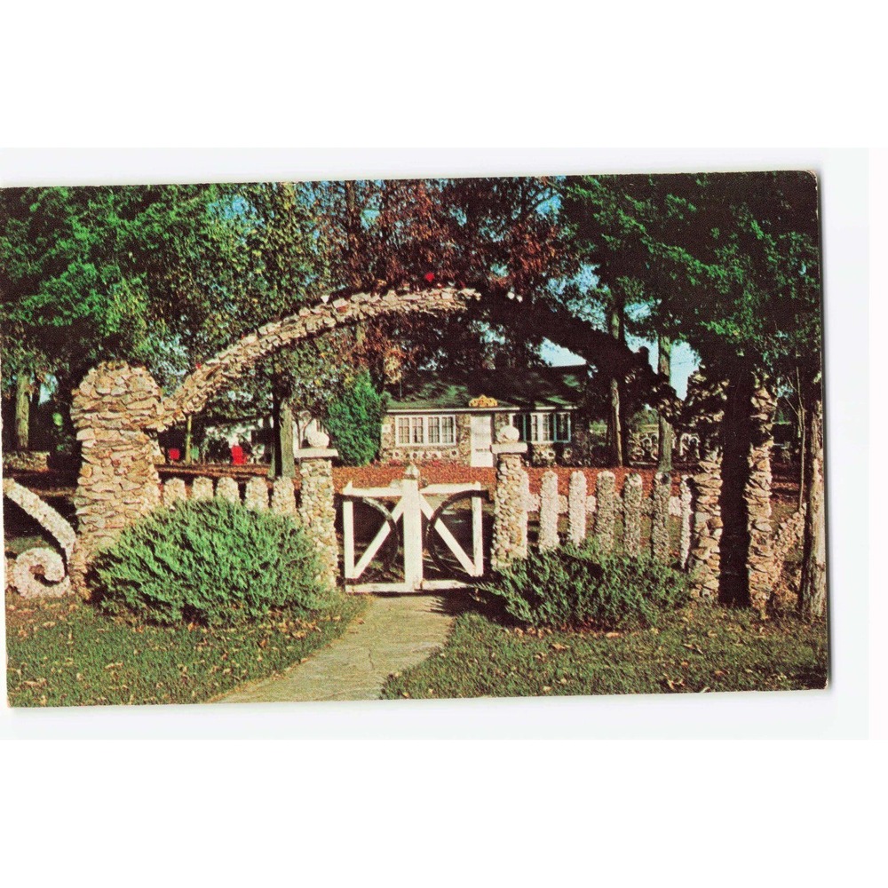Vintage Rockome Arcola Illinois Rock Flower Garden Entrance Postcard C.L. Bence